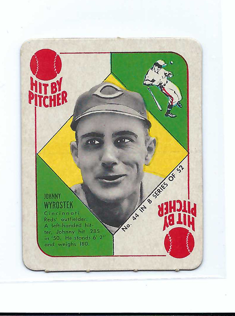 1951 Topps Blue Backs # 44 Johnny Wyrostek VG-VGEX Reds