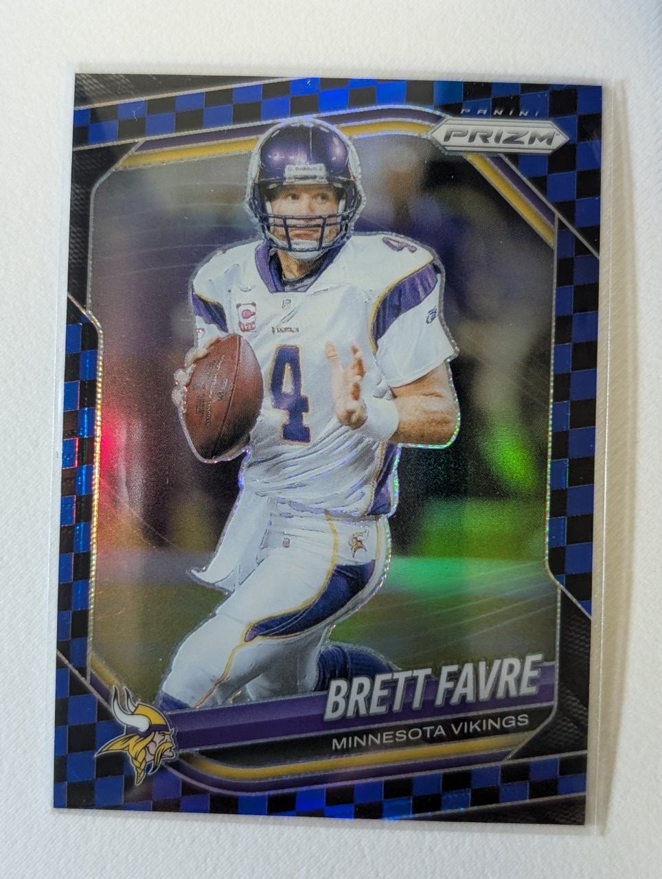 2025 Panini Prizm Football Brett Favre Blue Checker #160