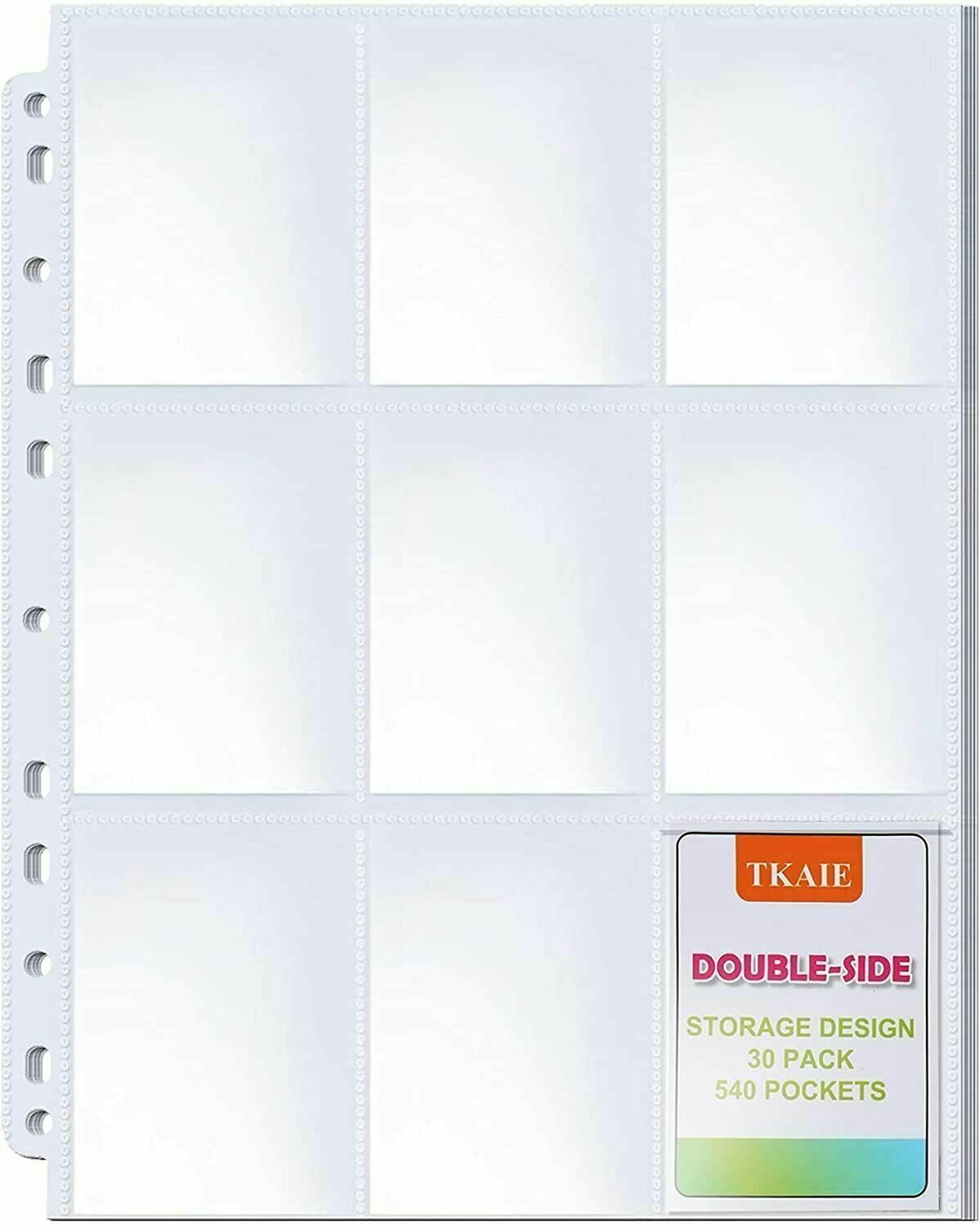 Trading Card Album Binder Protector Pages Sleeves 18 Pocket 100 Sheets Baseball
