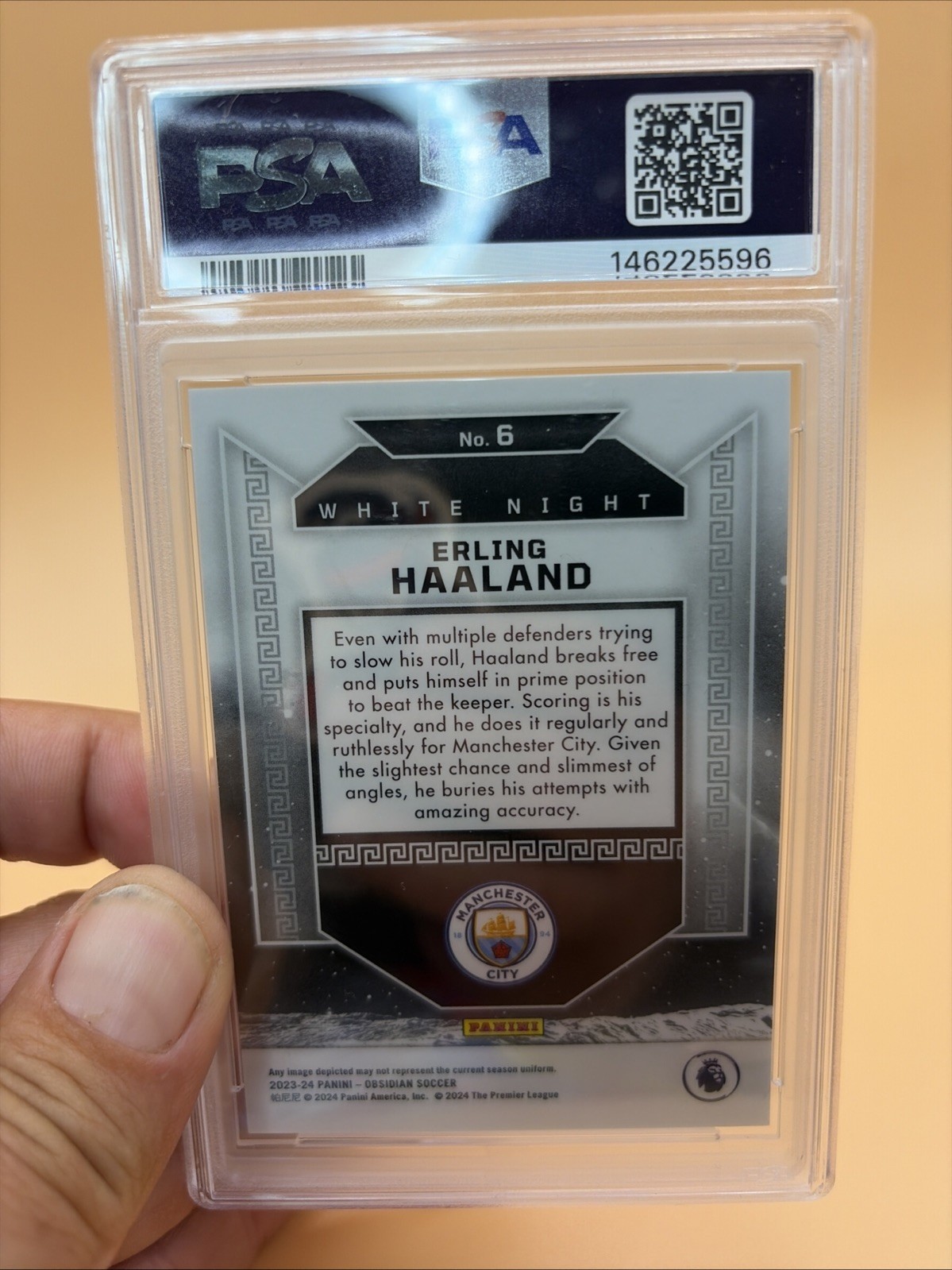 Erling Haaland 2023-24 Panini Obsidian White Night SSP PSA 9 MINT #6