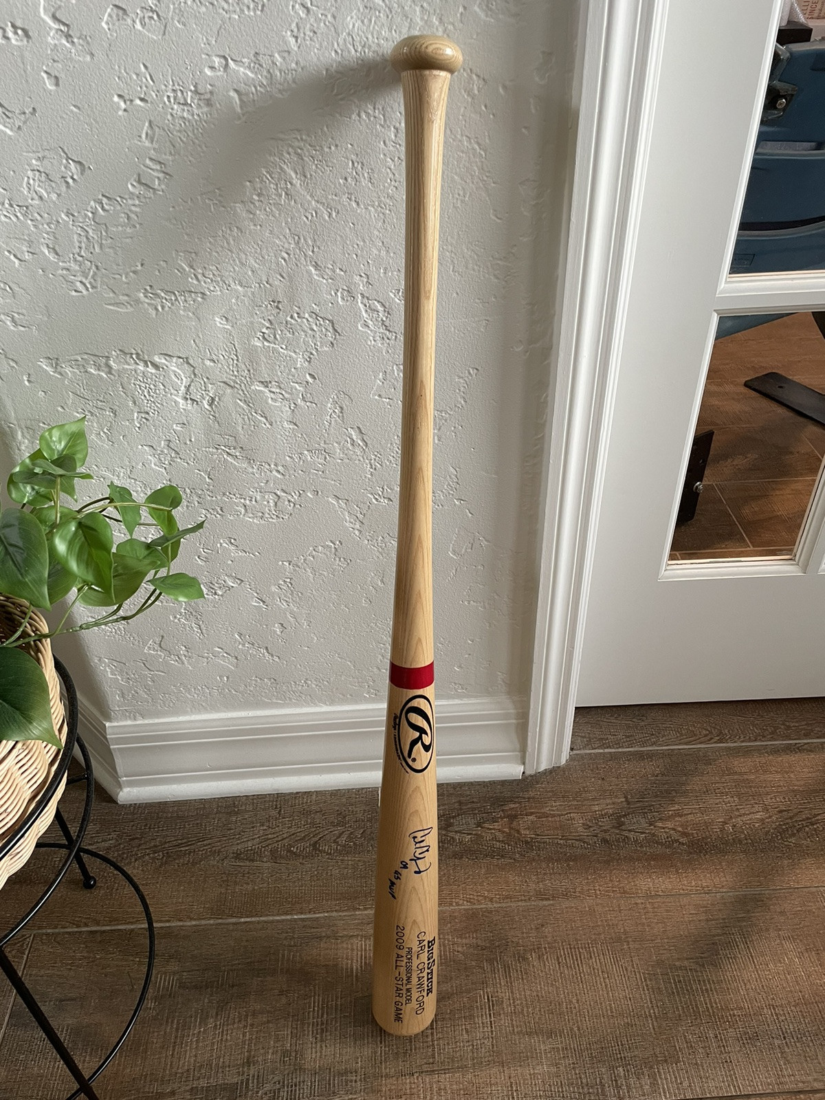 Carl Crawford Autographed Rawlings Big Stick Bat Inscribed 2009 AS MVP GameIssue