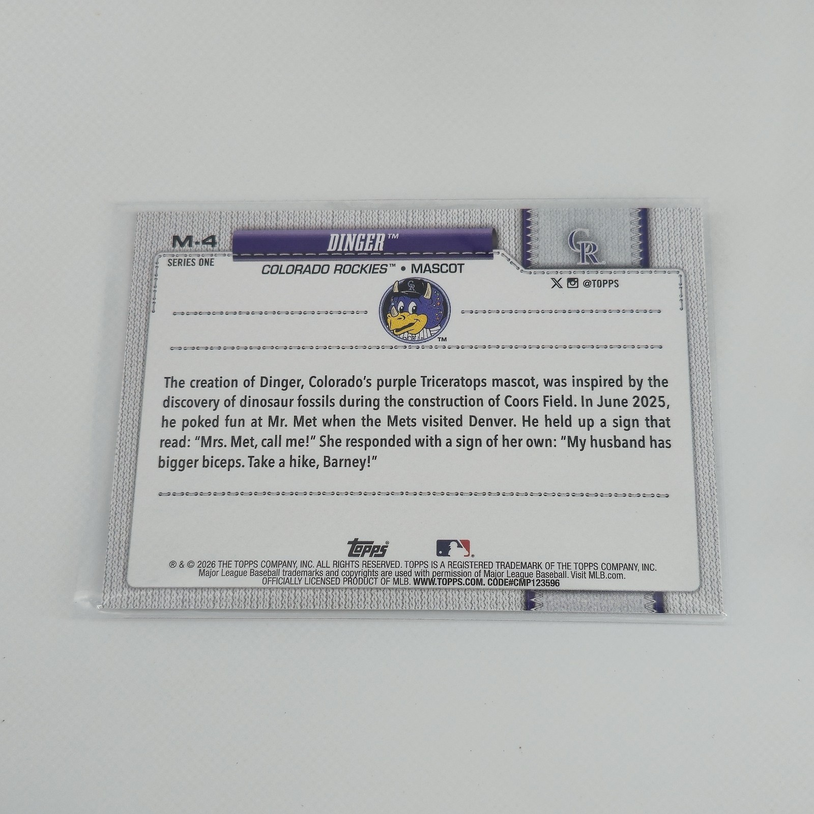 2026 Topps #M-4 Dinger Mascots Colorado Rockies