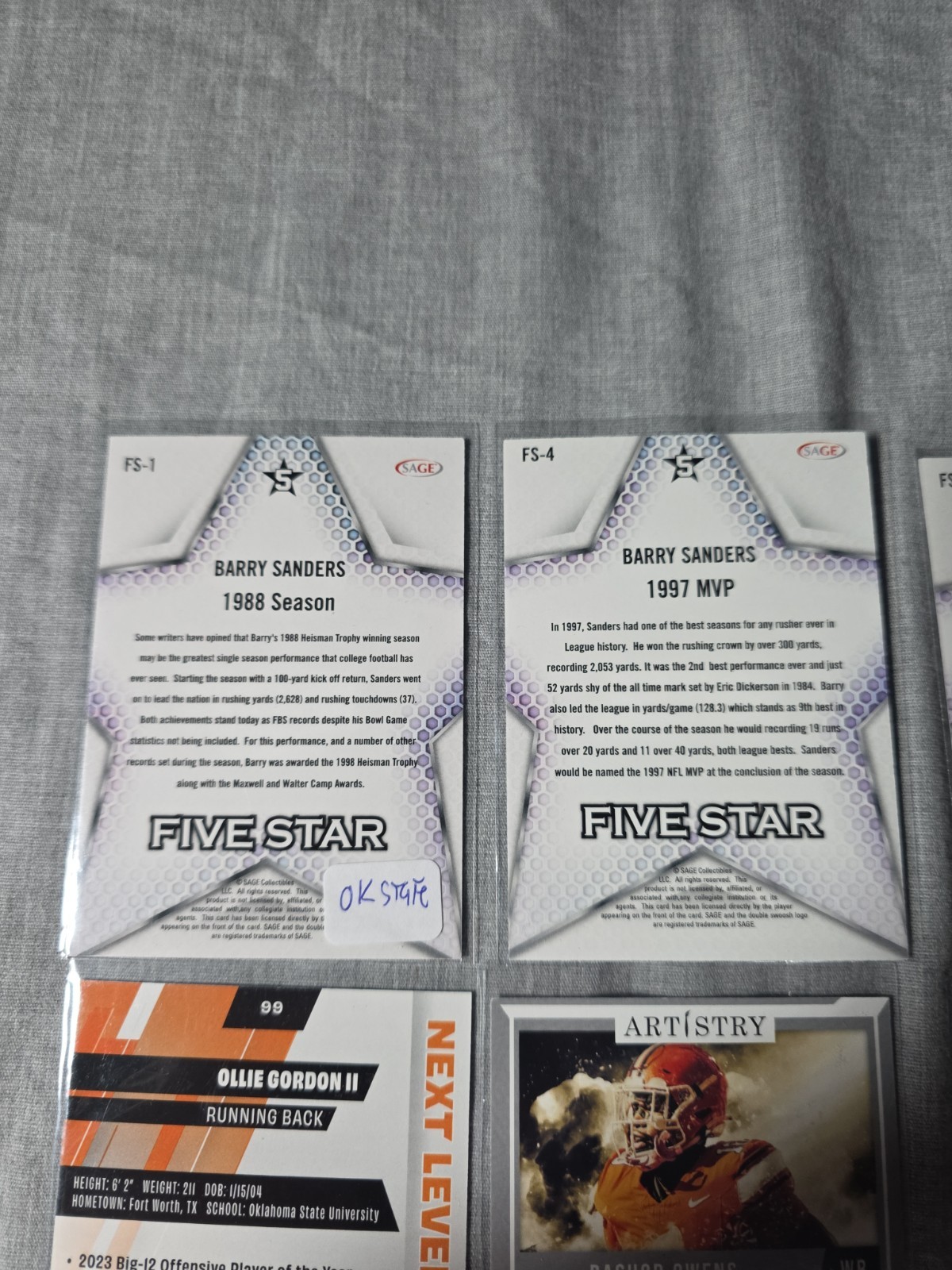 University Of Oklahoma St. Basketball & Football Trading Card Lot Of 8