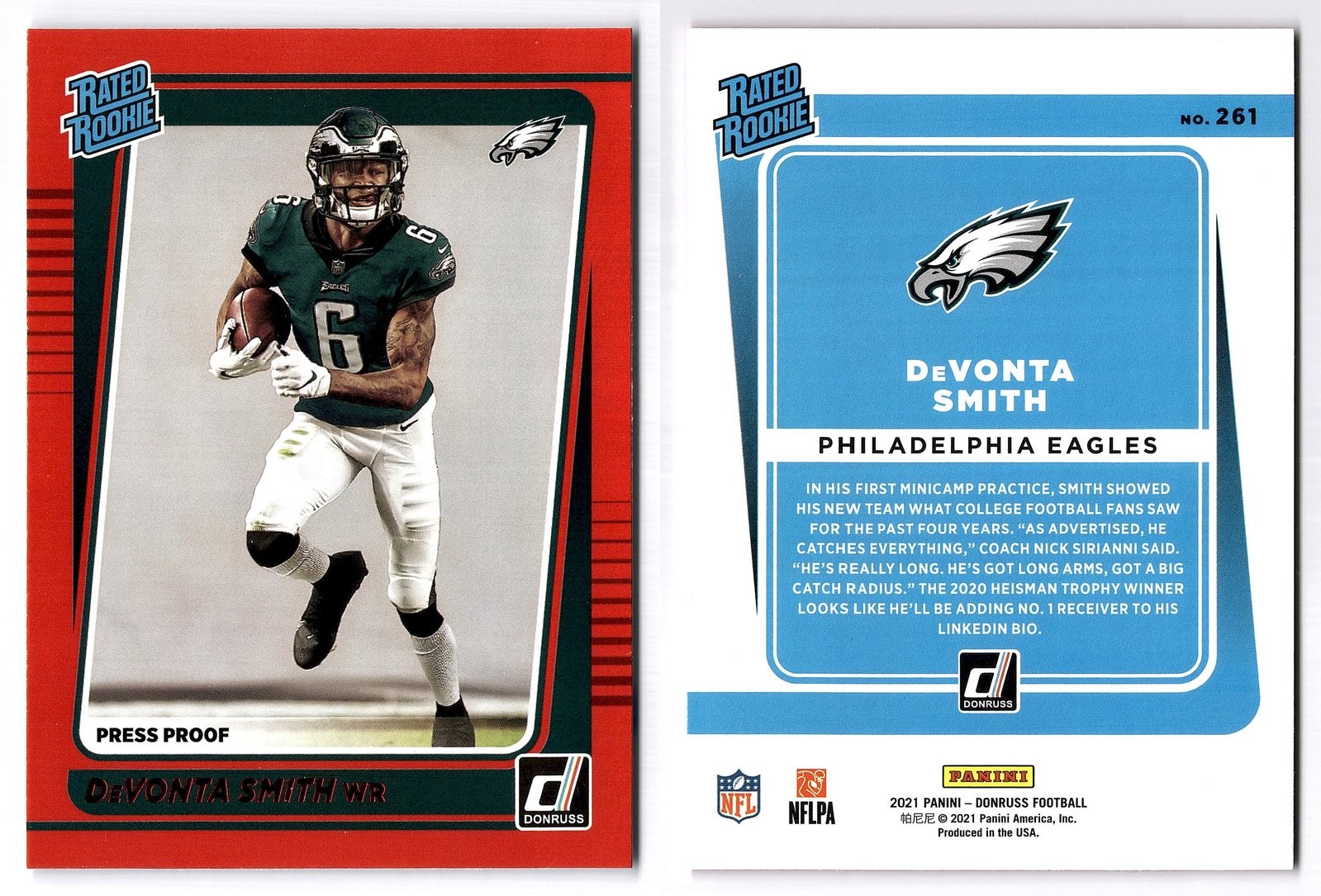 2021 Donruss Football #261 Devonta Smith Red Press Proof RC Philadelphia Eagles