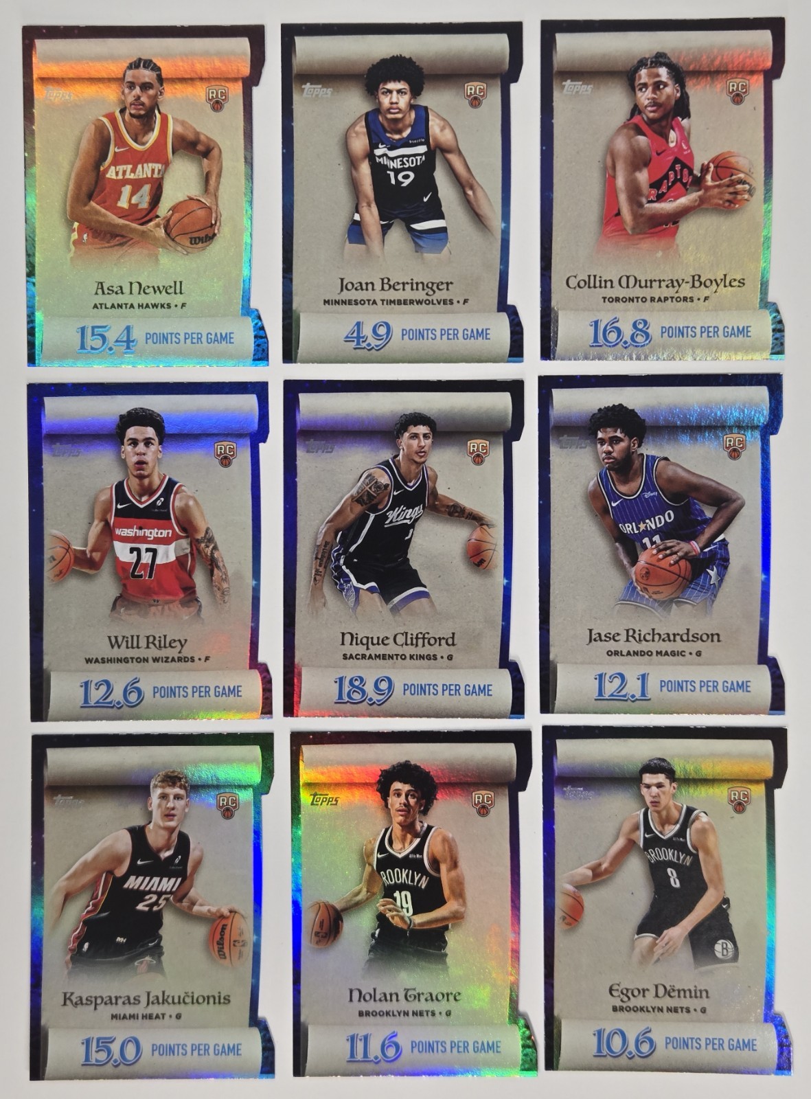 2025-26 TOPPS HOLIDAY MAKING THE NICE LIST NBA RC ROOKIE HOLO🌈DIE CUT LOT (9)