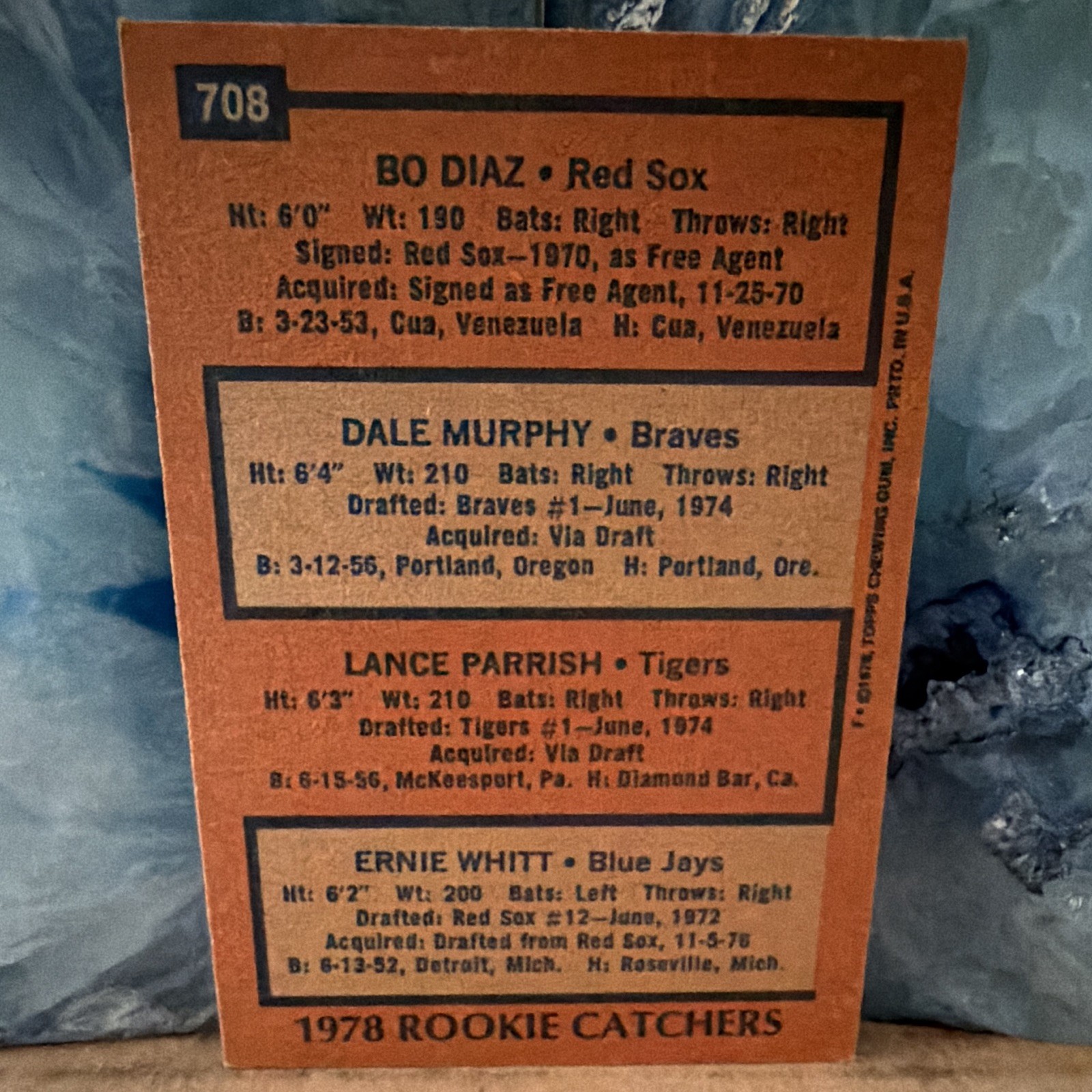 Topps 1978 Topps #708 Rookie Catchers Rookie Bo Diaz Dale Murphy Parrish Whitt
