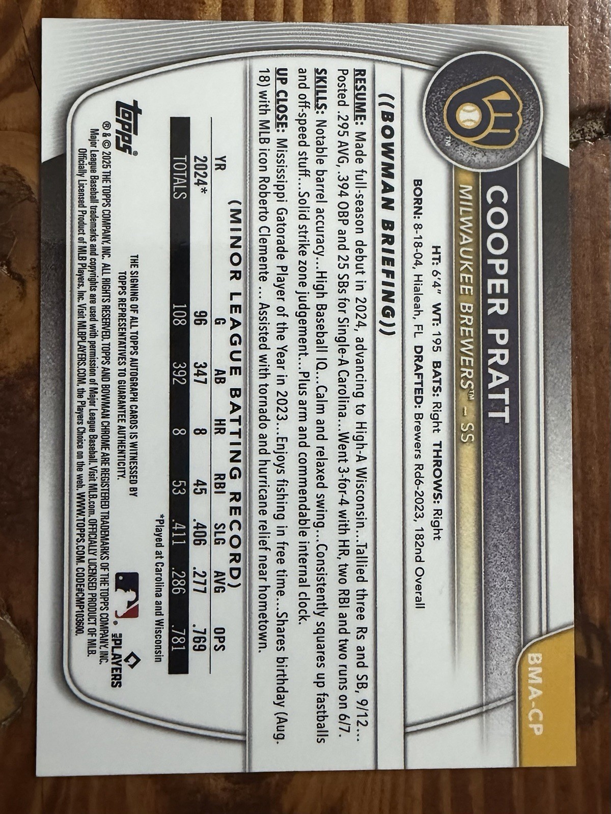 2025 Bowman Chrome – Mega Box Chrome Prospect Mojo Autographs Cooper Pratt…