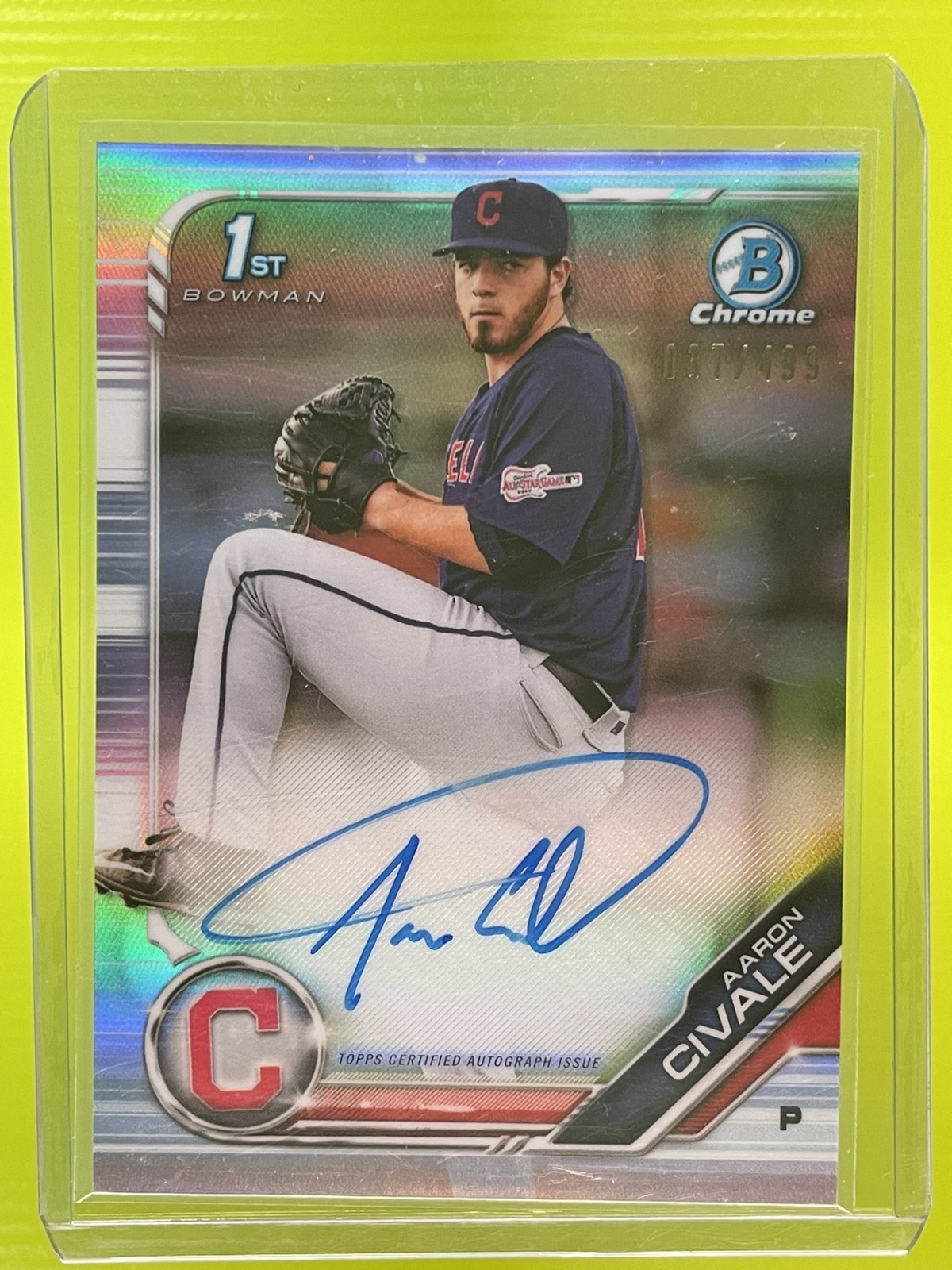 2019 Bowman Aaron Civale #CPA-AC Chrome Prospect Auto Refractor /499