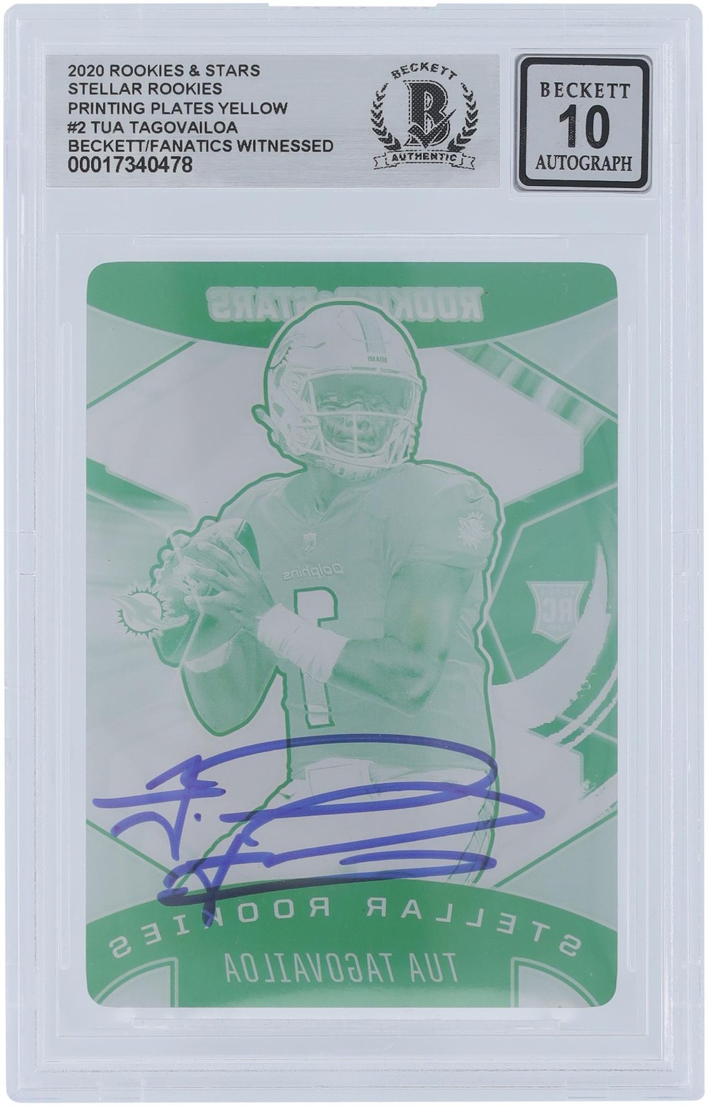 Tua Tagovailoa Dolphins Signed 2020 Panini Rookies & Stars #SR-2 1/1 BAS 10 Card