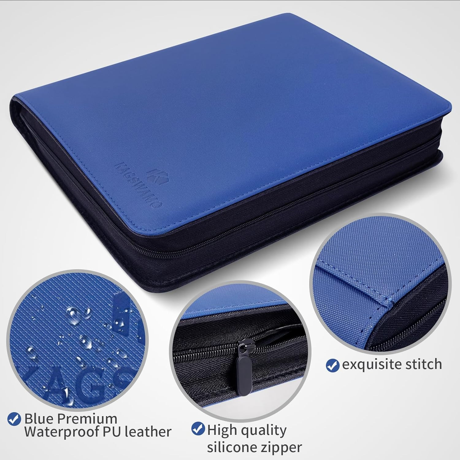 Toploader Binder for 324 Cards, 9 Pockets, Blue Storage Solution