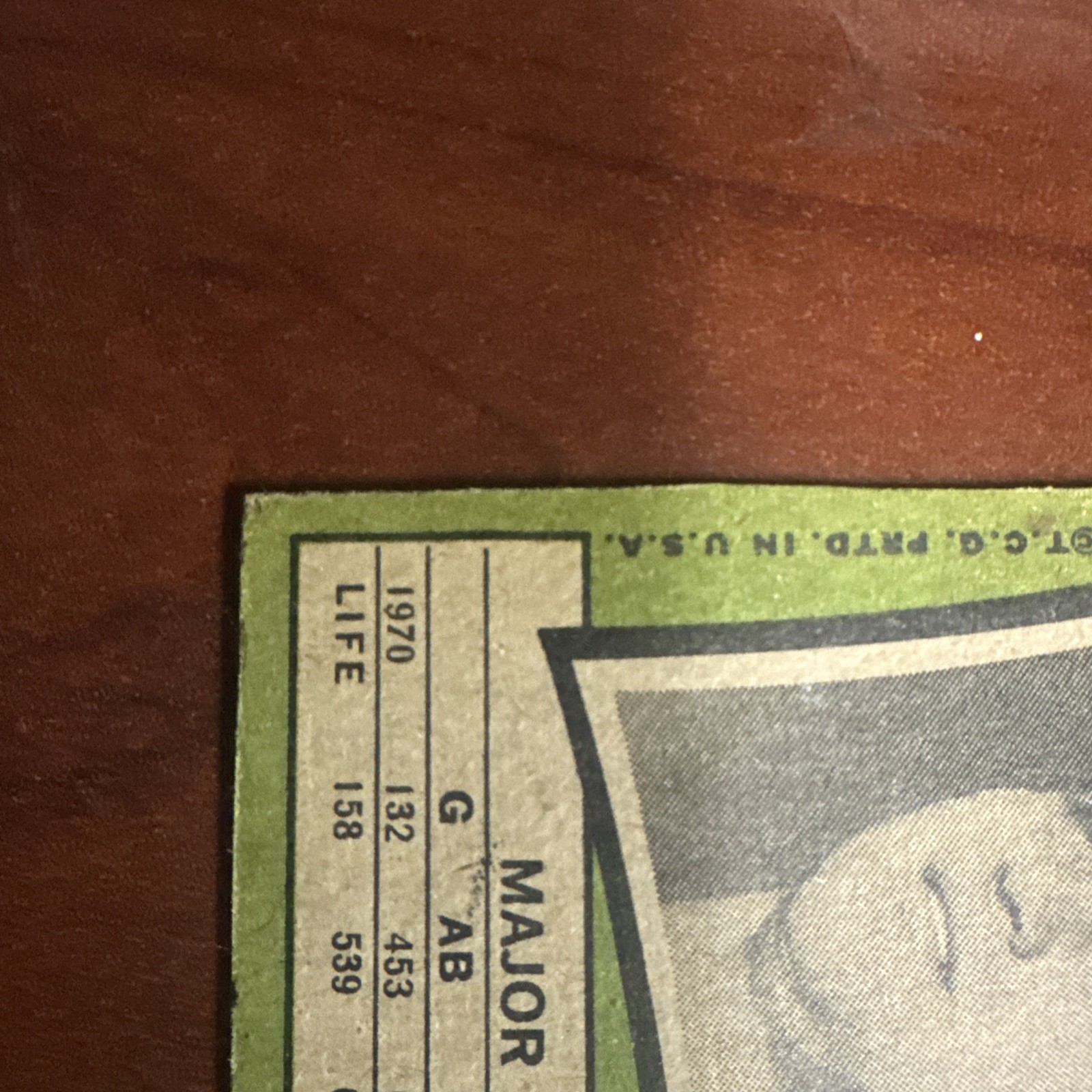 1971 Topps – Thurman Munson #5-crease&wear on corner,black ink on corner.