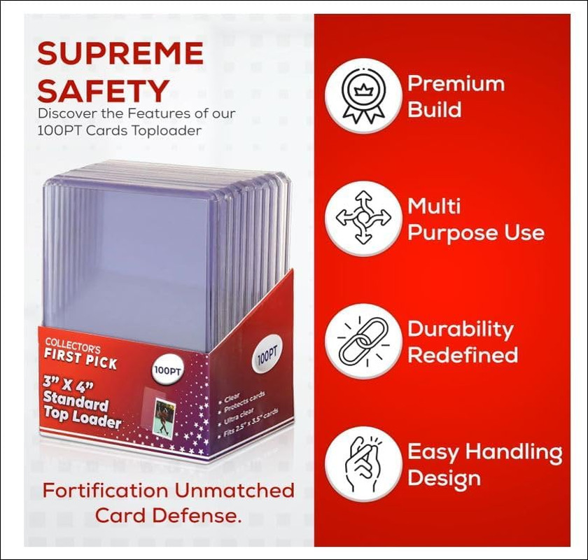 100Pt Top Loader Pack – 10 Pieces per Pack – Trading Card Storage Protection – f