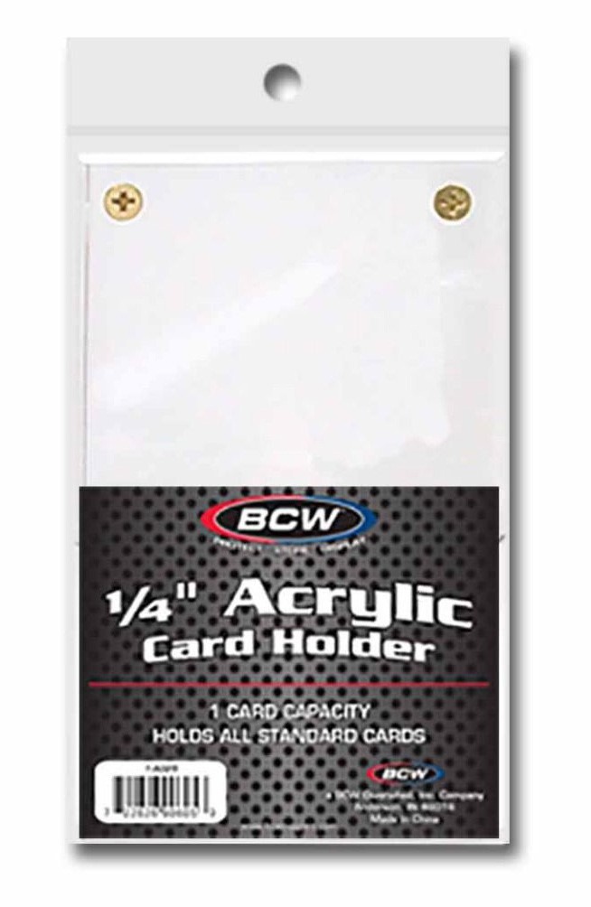 BCW 1/4 Inch Acrylic Card Holder Clear Plastic Display Holder 4 Brass Screws New