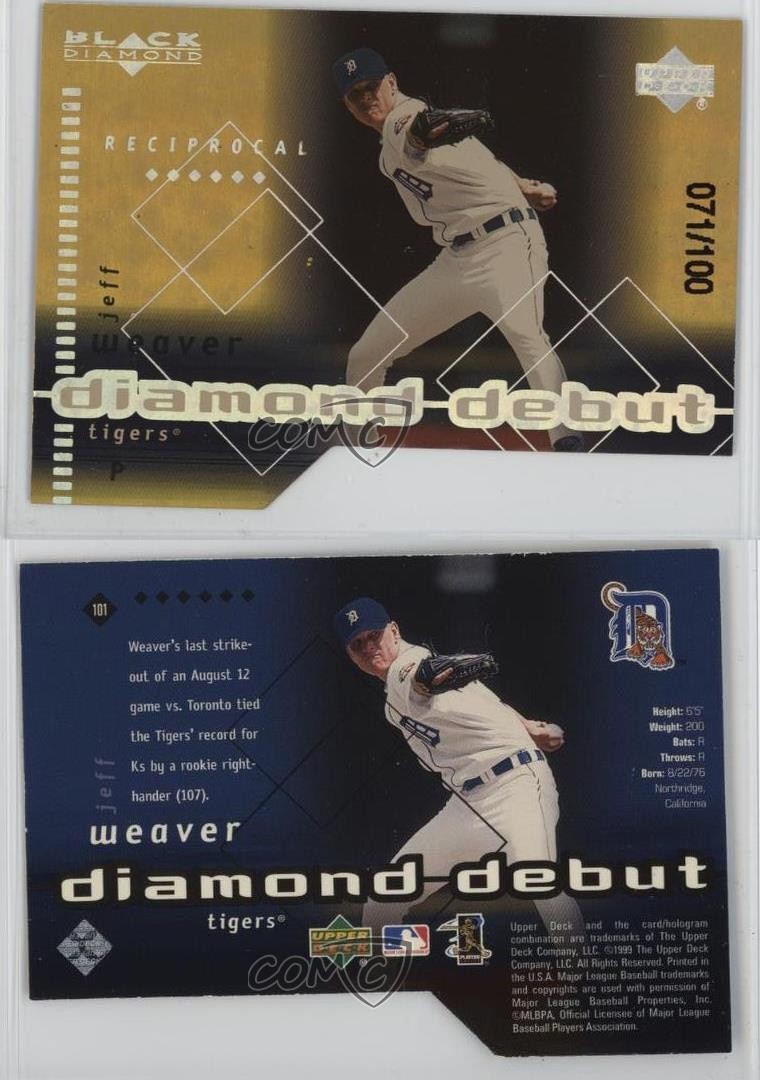 2000 Black Diamond Diamond Debut Final Cut 71/100 Jeff Weaver #101 1t1s