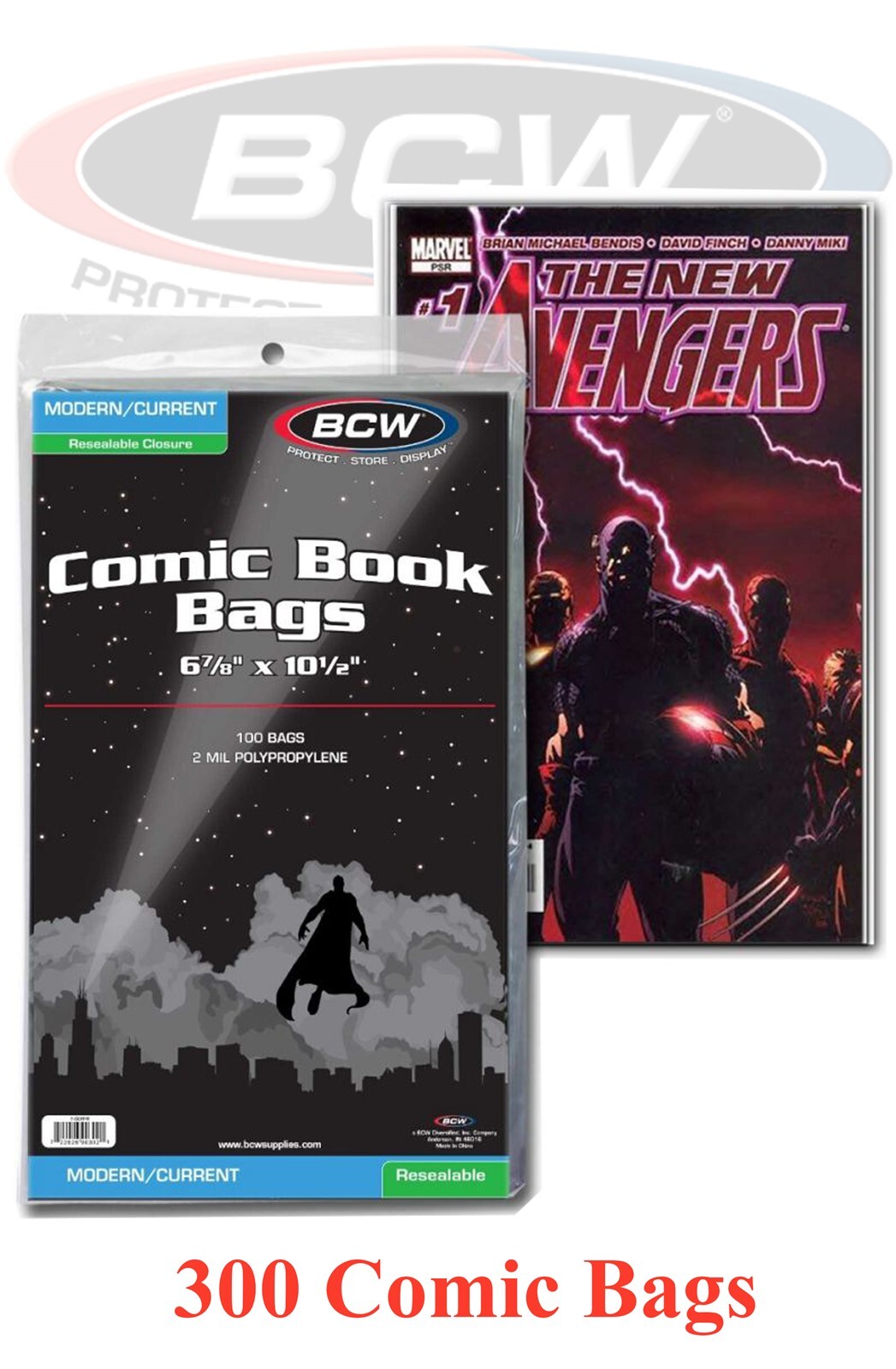 300 Resealable BCW Modern/Current Comic Book Bags Archival Sleeve Safe Storage