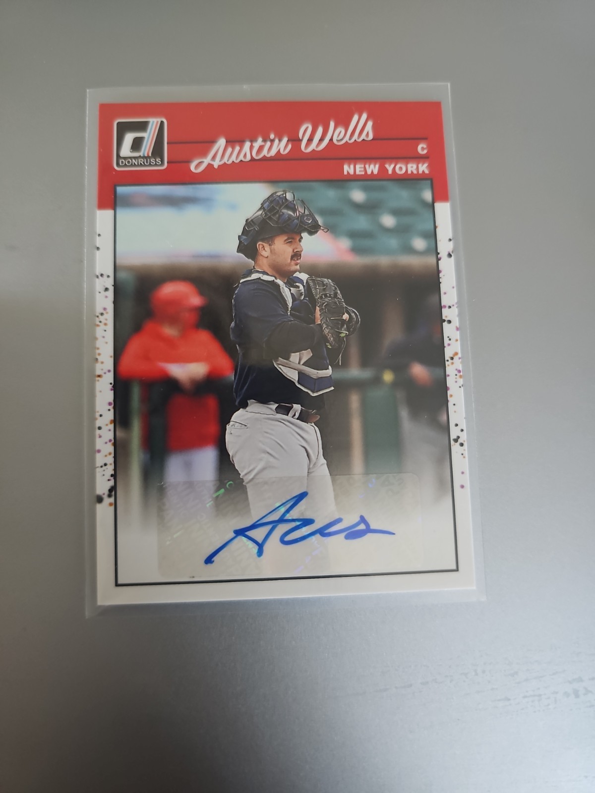 2023 Donruss Retro 1990 Signatures Austin Wells RARA 1-of-1 Error MISCUT