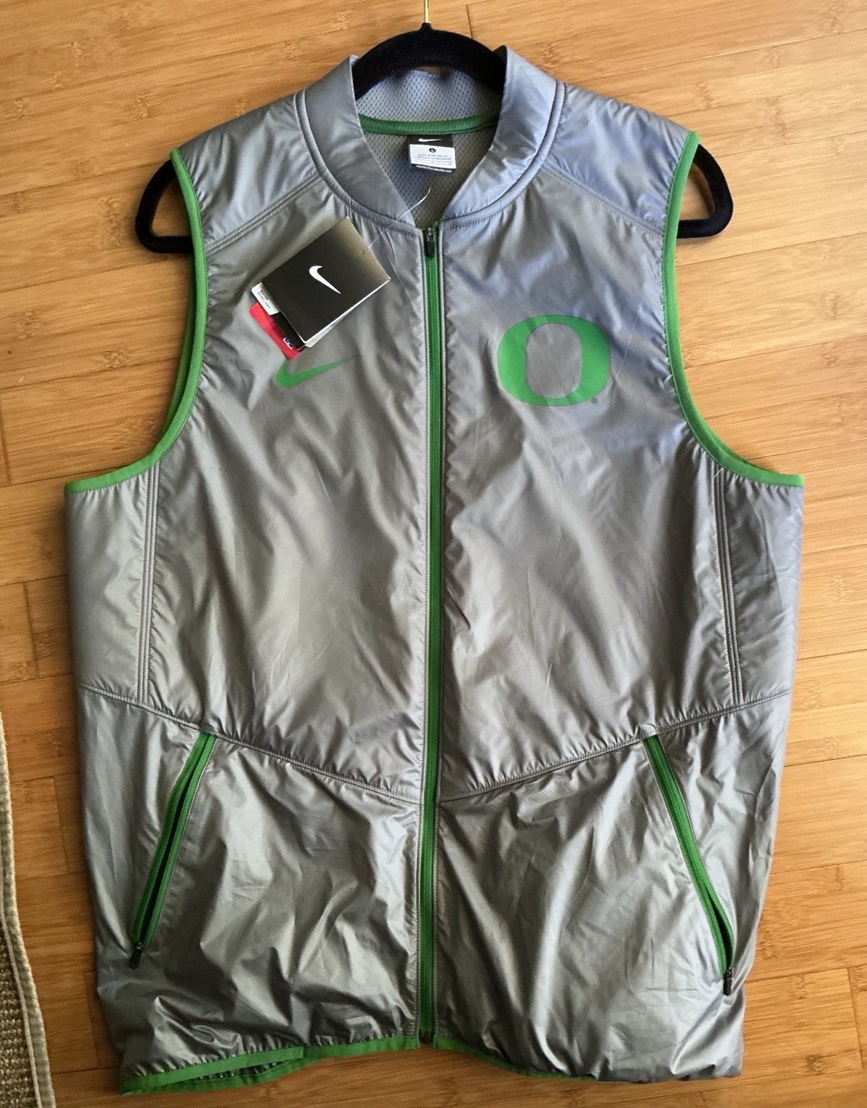 Oregon Ducks Water Repellent Vest Jacket Nike Steel Gray Green NCAA Men’s Large