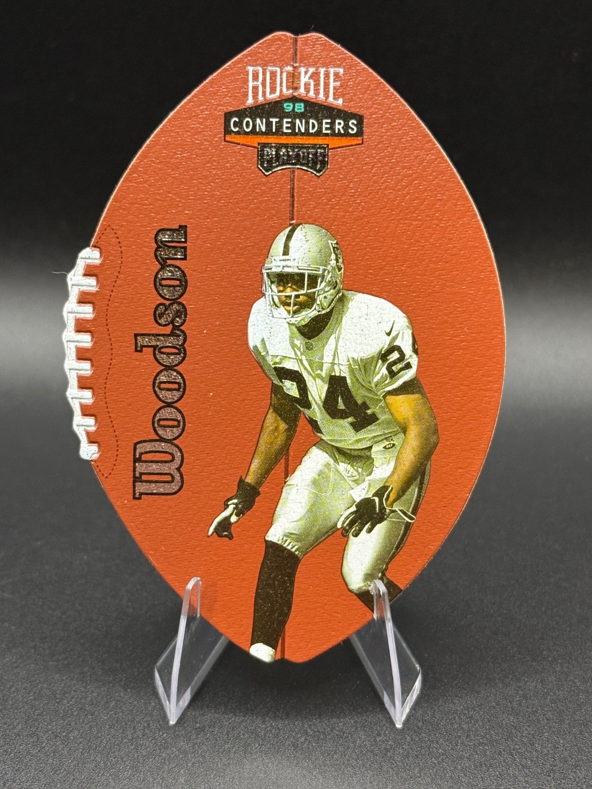 1998 Playoff Contenders – Charles Woodson #69 Leather Football (RC) Rookie- NG1