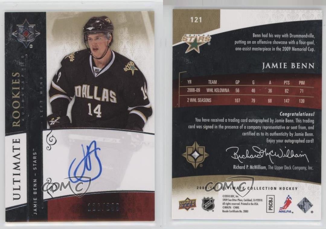 2009 Upper Deck Ultimate Collection Rookies /299 Jamie Benn Rookie Auto RC fh9