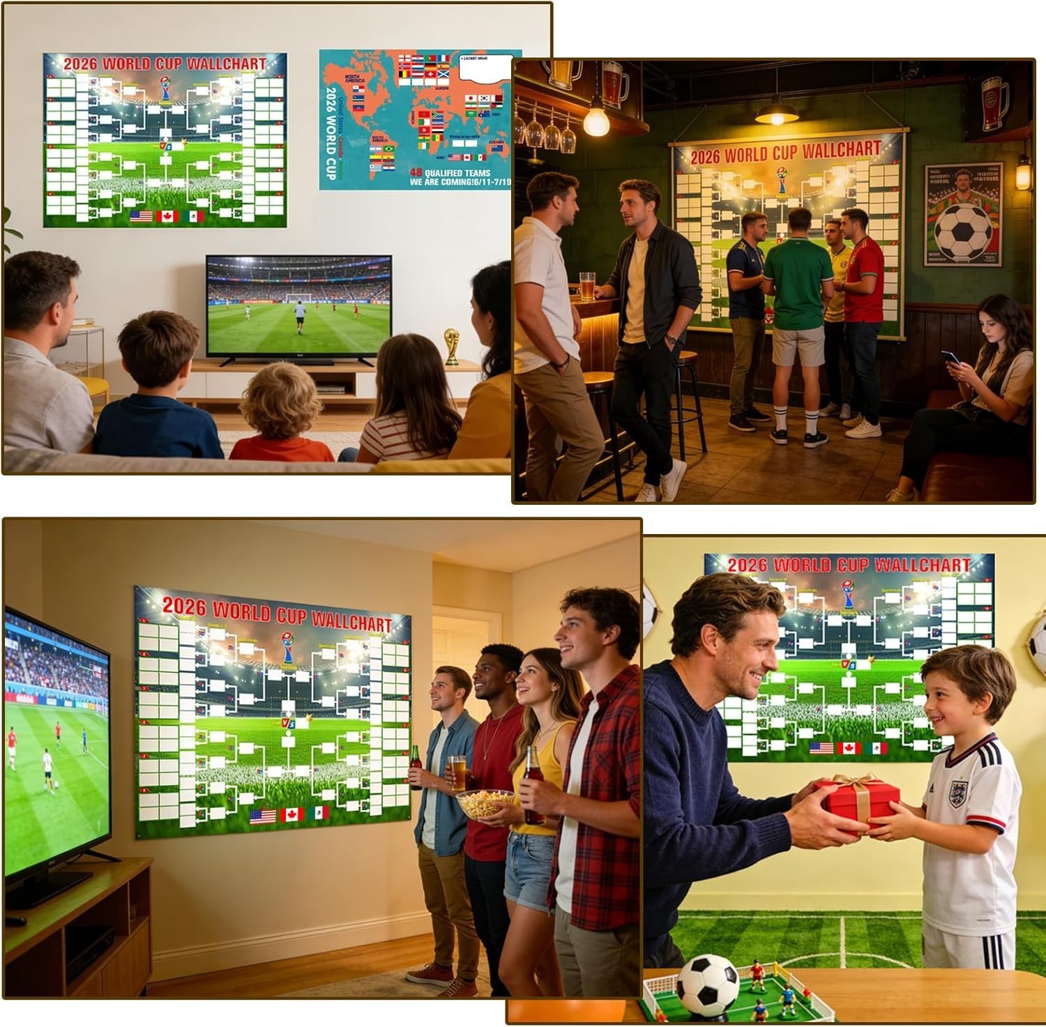 36×24 Inches World Cup 2026 Schedule Poster with 64 Reusable Flag Stickers