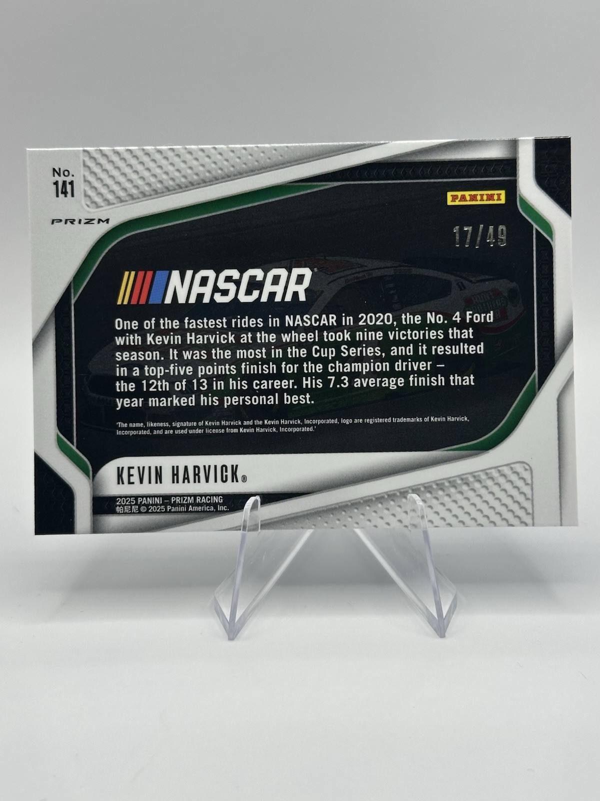 2025 Prizm Racing Kevin Harvick Rides Carolina Blue Prizm /49 SP