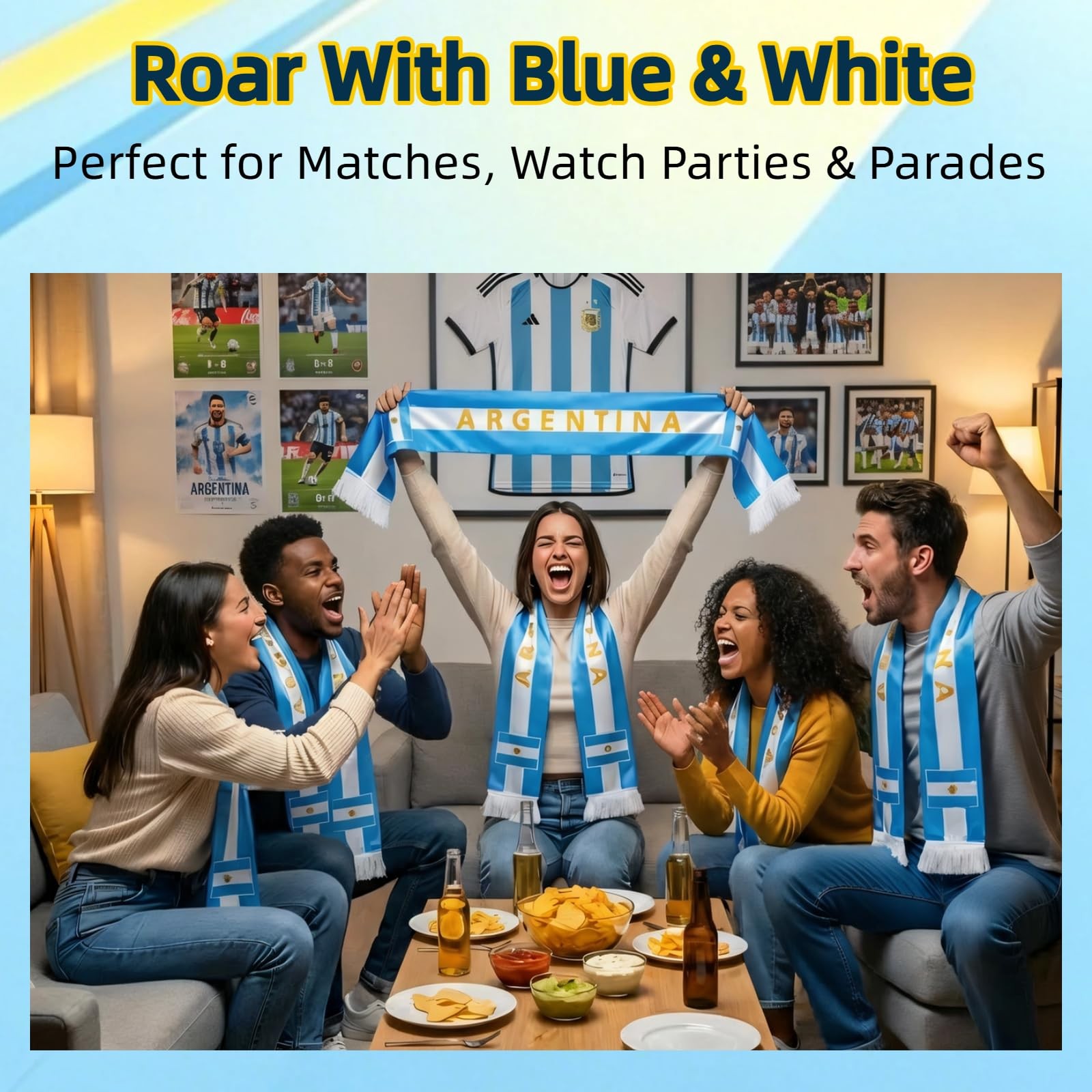 Calmoxa Argentina Soccer Fan Scarf 2026, 6.3×59 Inches, (1 Pcs )