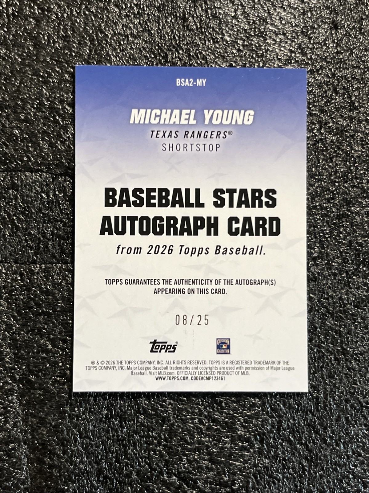 Topps 2026 Baseball Michael Young Baseball Stars Auto /25 #BSA2-MY Rangers