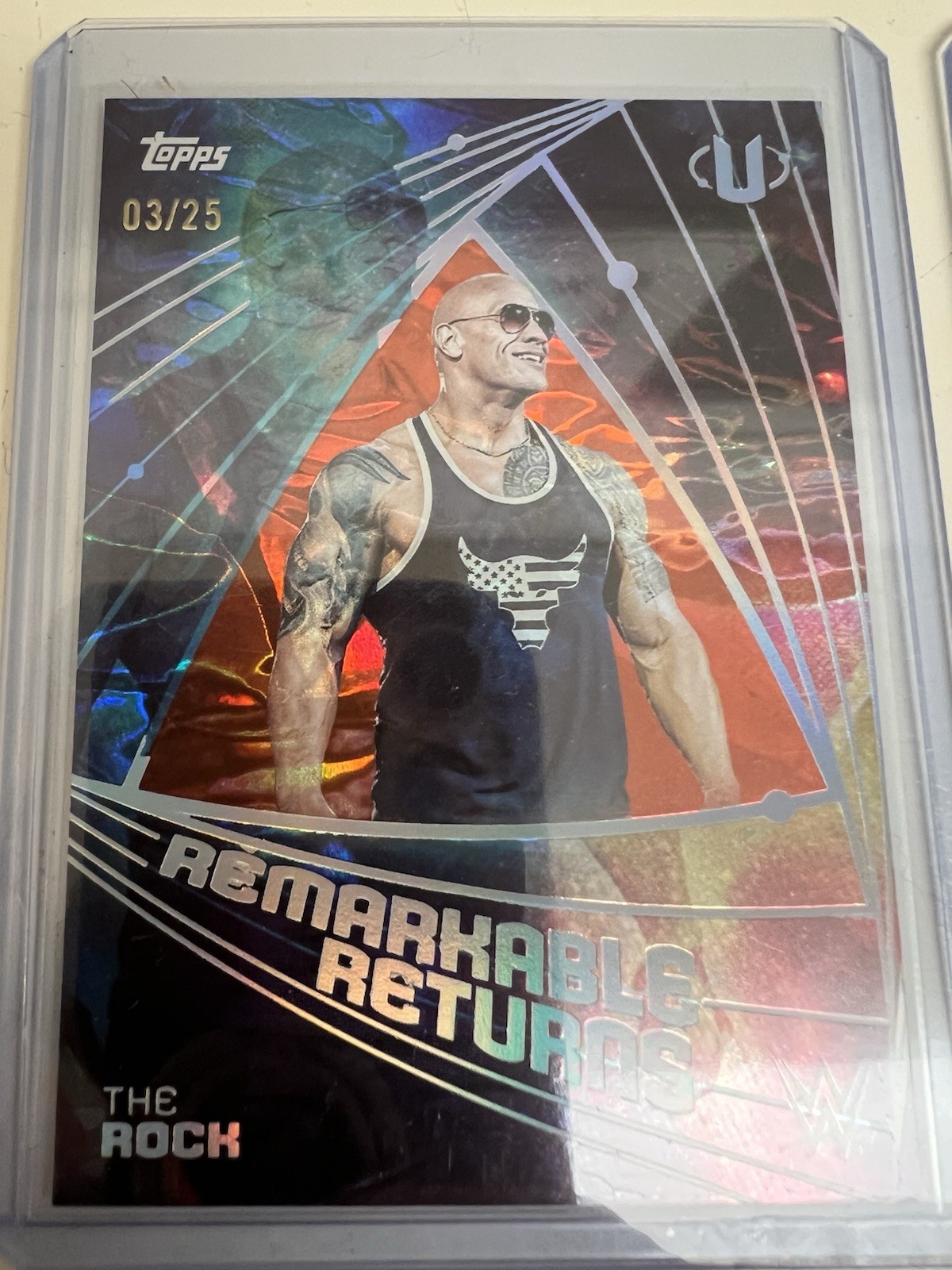 2025 Topps Universe Remarkable Returns RRE-1 The Rock /25