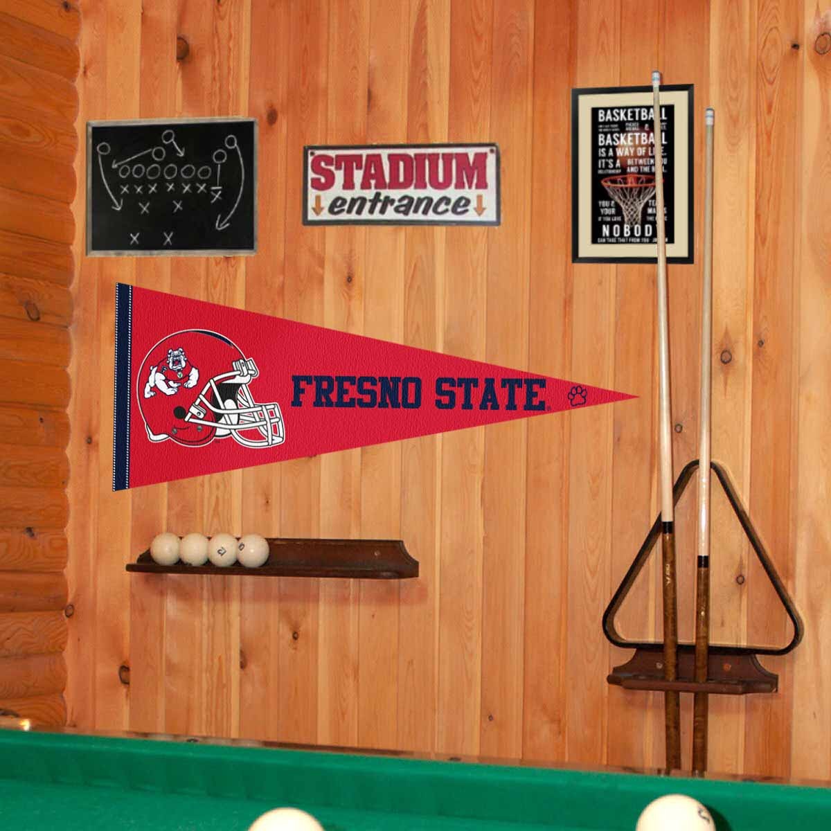 Fresno State Bulldogs 12 in X 30 in Football Helmet Pennant