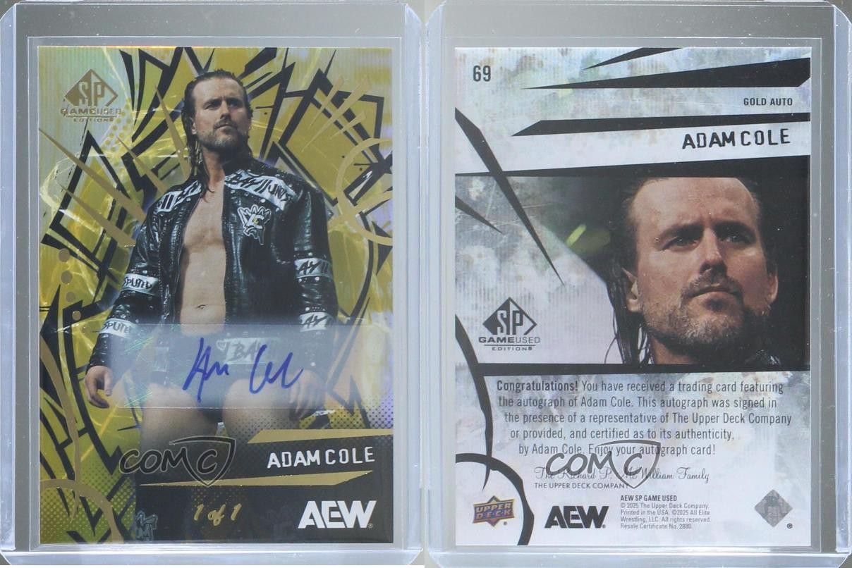 2025 SP Game Used AEW Gold Auto 1/1 Adam Cole #69 Auto 6kv