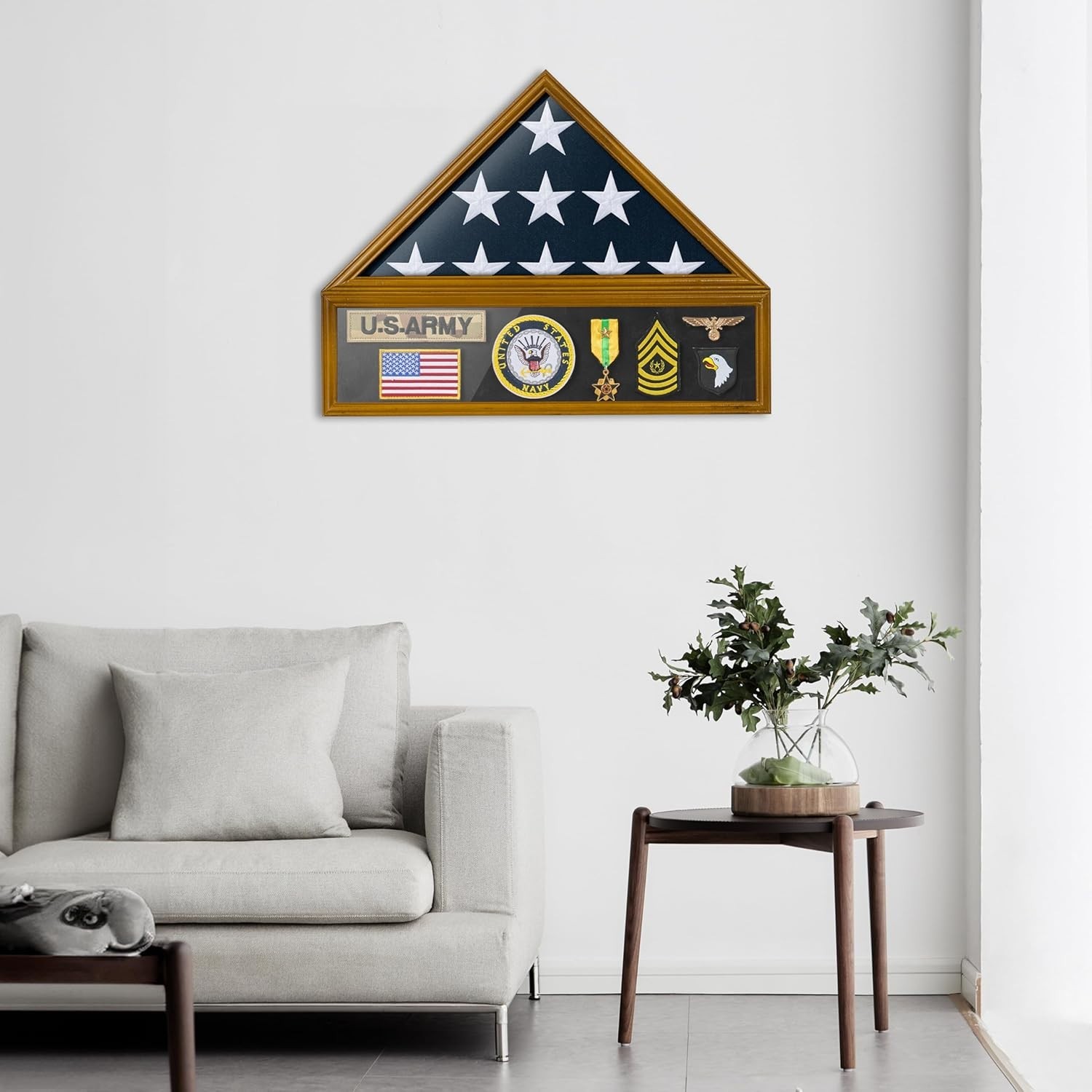 Flag Display Case for 3×5 US Flag Wall Mount Memorial Memorial Veterans