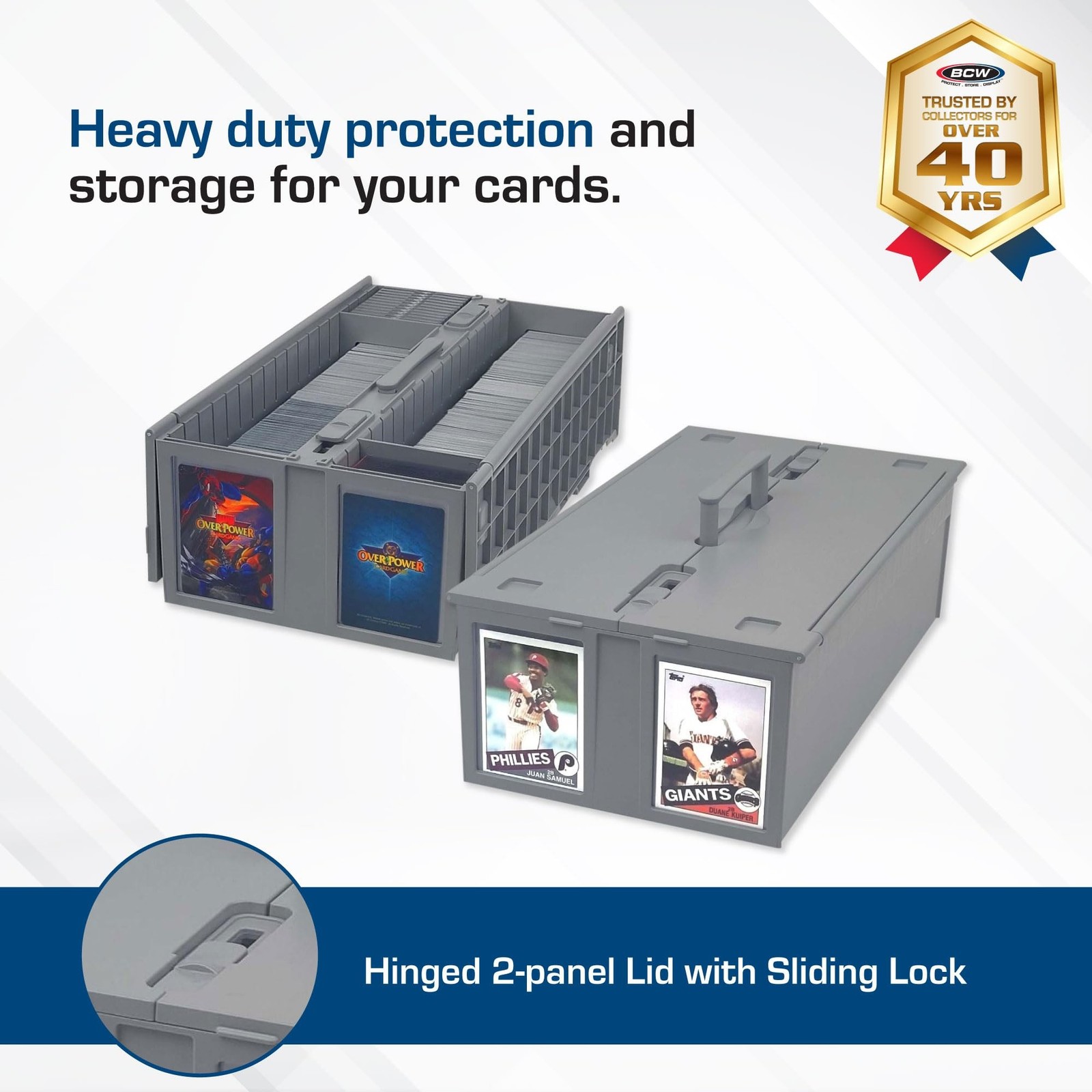 BCW Collectible Card Bin – (Single, Gray) | Holds up to 1600 Cards | Plast