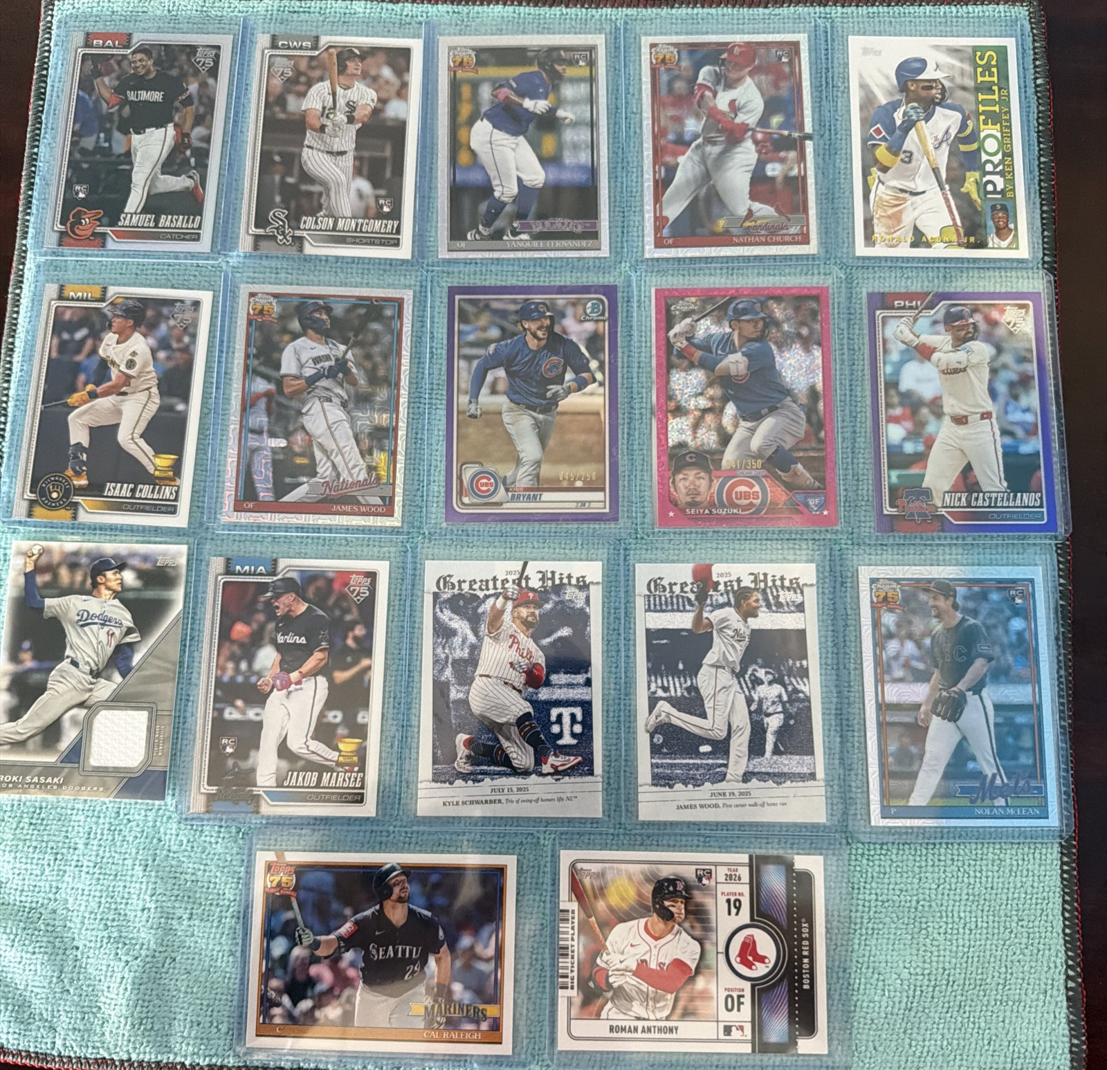 (Lot 17) Random Topps Baseball Color Inserts various years w Roki Sasaki Jersey