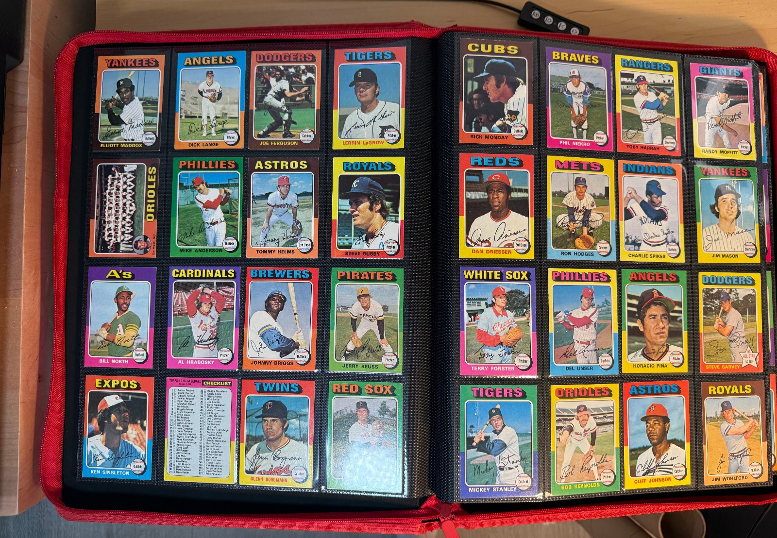 1975 Topps Baseball Complete Set. 660 Cards in Zip Binder. VG-EX