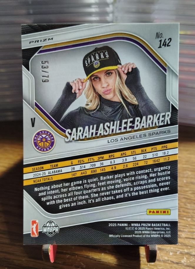 2025 Panini WNBA Prizm Pink Velocity Prizm #142 Sarah Ashlee Barker /79