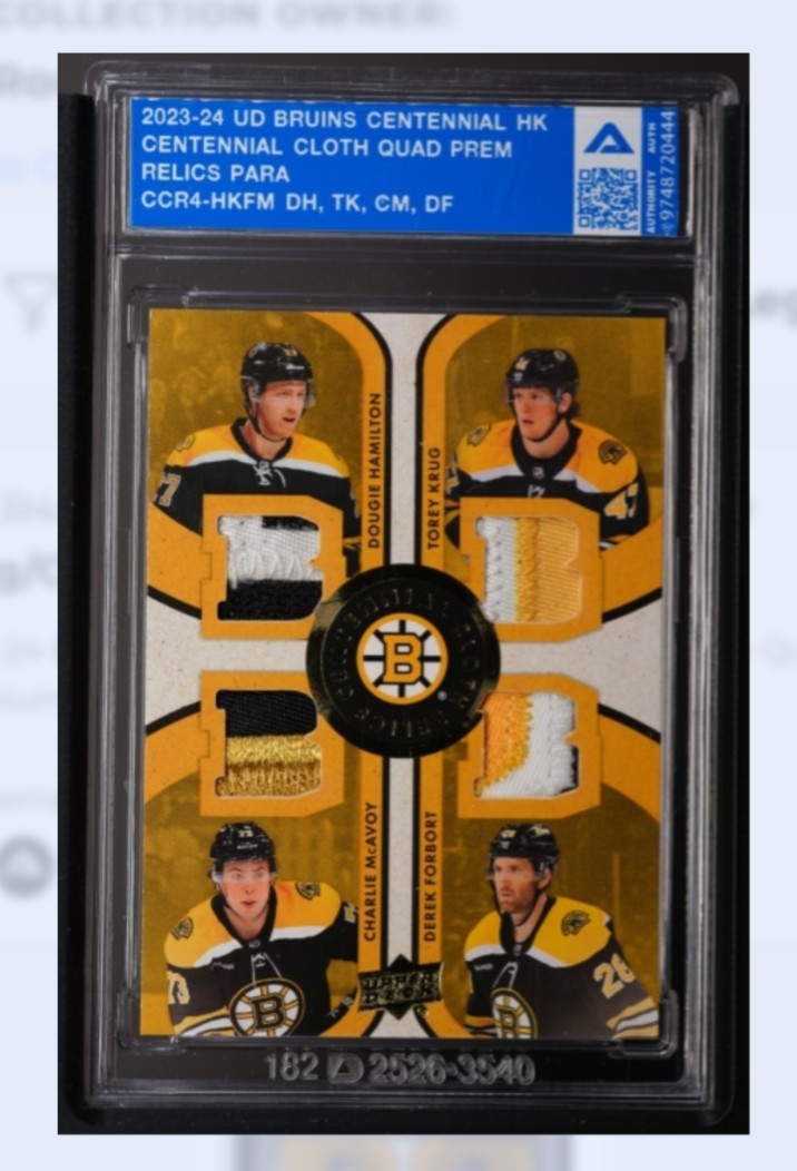 MUST HAVE EPACK!! Bruins Centennial Quad Relic SSP #5/5