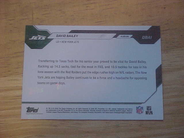 David Bailey 2026 Topps Now Rookie Card #DBAI 1st Topps Now FREE SHIPPING