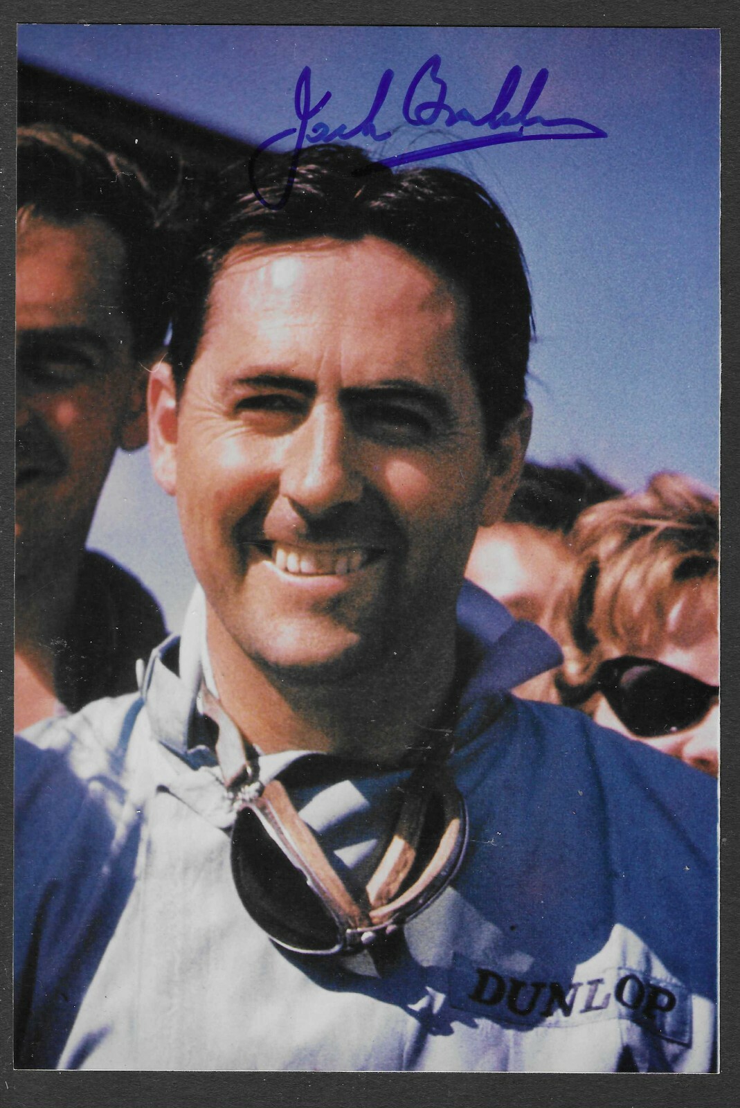 F1. A SIGNED PHOTOGRAPH OF JACK BRABHAM. 188mm x 128mm. (3399)