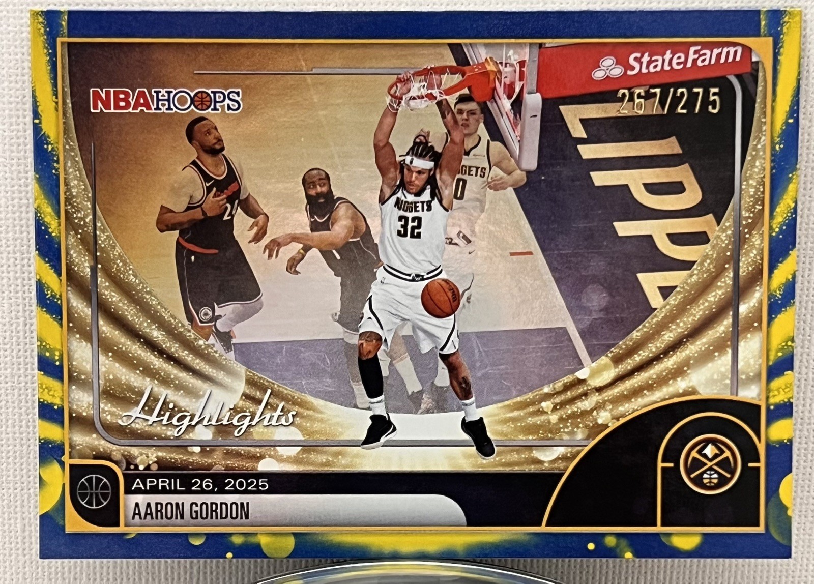 2025 HOOPS HIGHLIGHTS AARON GORDON #’d 267/275 RAINBOW YELLOW BURST PARALLEL