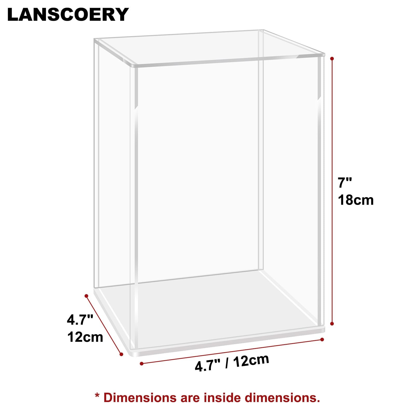 Acrylic Display Case, 4.7×4.7×7 in, Upgraded Thickened UV-Resistant Showcase,…