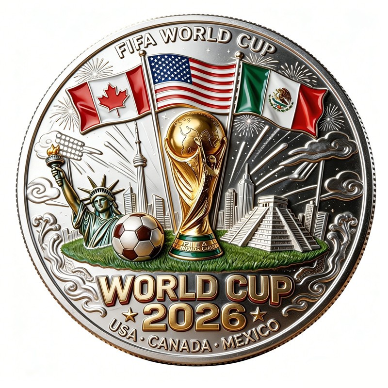 1PC 2026 FIFA World Cup USA Canada Mexico Commemorative Coin Collectible Medal