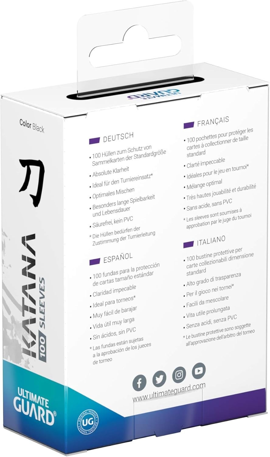 Katana Card Sleeves – 100 Standard Size (66x91mm), Black Back, Durable