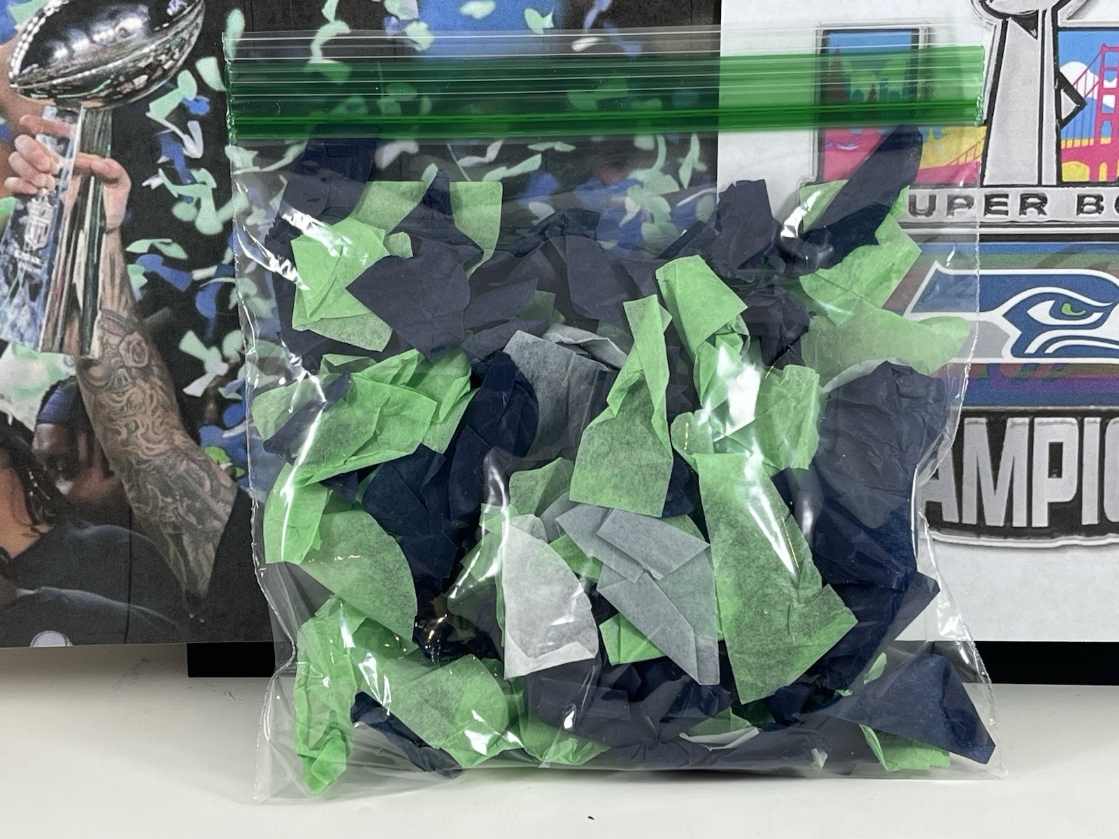 Bag of Super Bowl 60 LX Confetti from on the field / Seattle Seahawks Champions