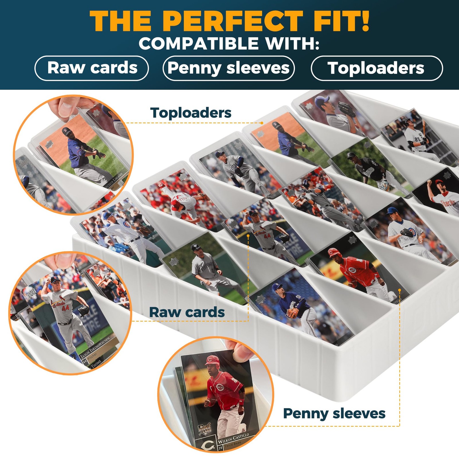 Card Sorting Tray – Stackable Trading Cards Organizer, 15-Compartment Sorter
